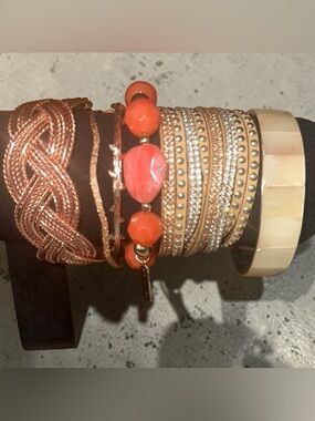 Bracelets:  Signature Faith Elegant Gold and Orange Bracelet Set